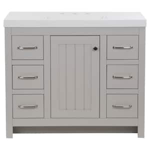 Glint 43 in. W x 19 in. D x 36 in. H Single Sink Freestanding Bath Vanity in Light Gray with White Cultured Marble Top