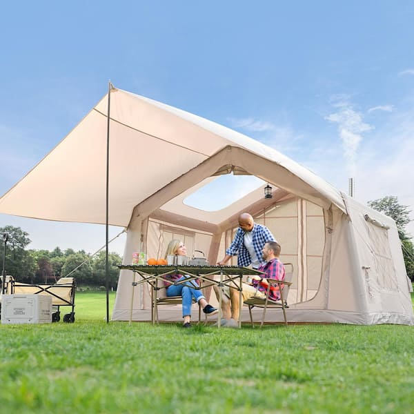 6-8 Person Inflatable Camping Tents with Canopy Blow Up Tent w/ Hand Pump Air Glamping Tent w/ Hand Pump and Carry Bag