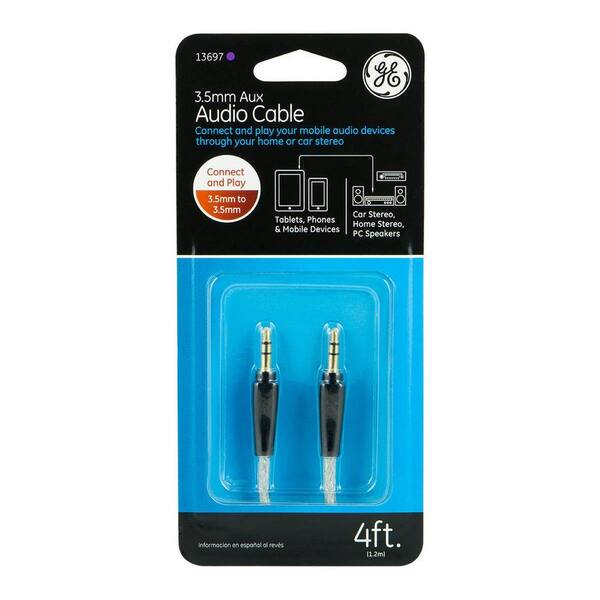 GE 4 ft. 3.5 mm to 3.5 mm Auxiliary Audio Cable - Clear