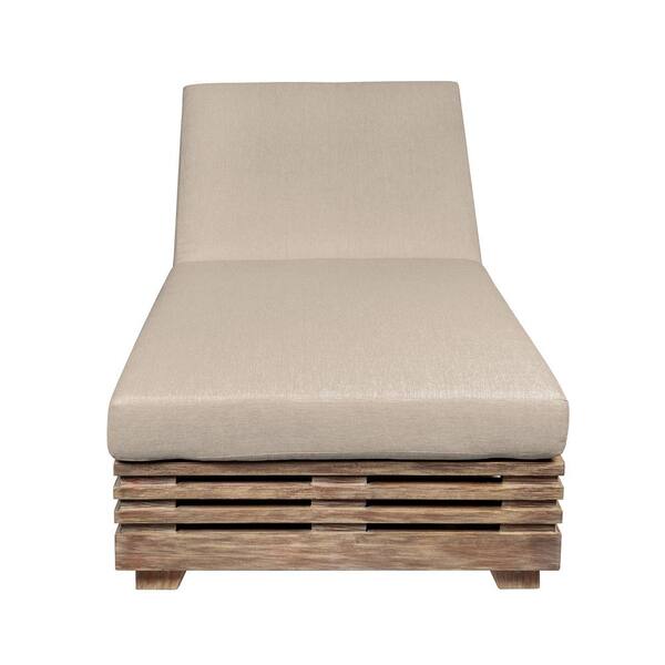 Armen Living Vivid Light Brown Eucalyptus Wood Outdoor Chaise Lounge