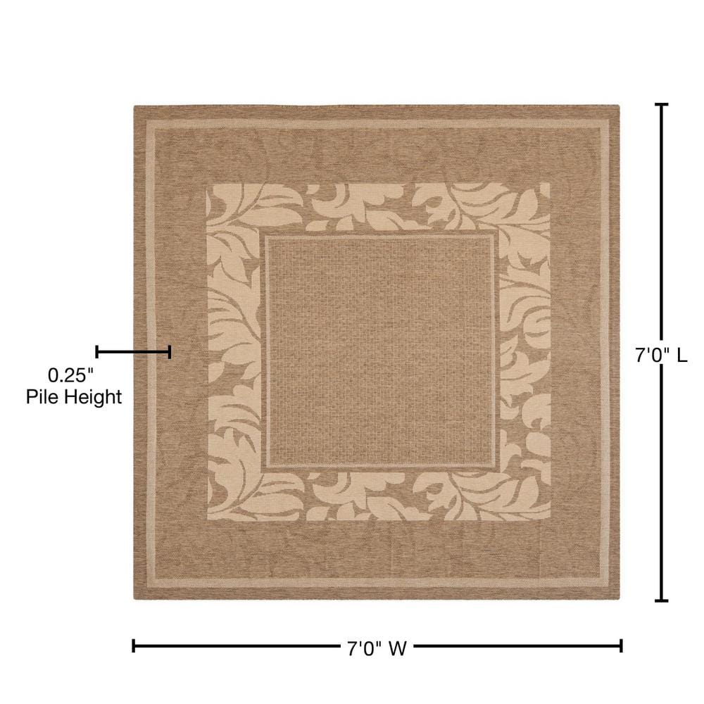 Safavieh Courtyard 7' Square Brown/Natural Indoor/Outdoor Area Rug
