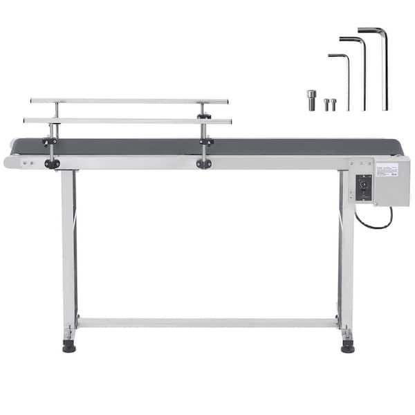 Belt Conveyor, 59 x 23.6 in. Conveyor Table, Heavy Duty Stainless Steel Motorized Belt Conveyor, (Double Guardrail)