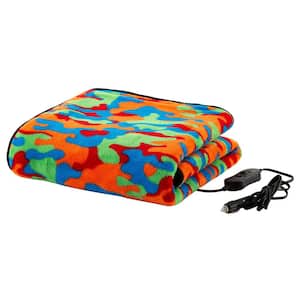 Multi Camo Electric Blanket Heated Blanket - Ultra Soft Fleece Throw Powered by 12V Auxiliary Power Outlet for Travel