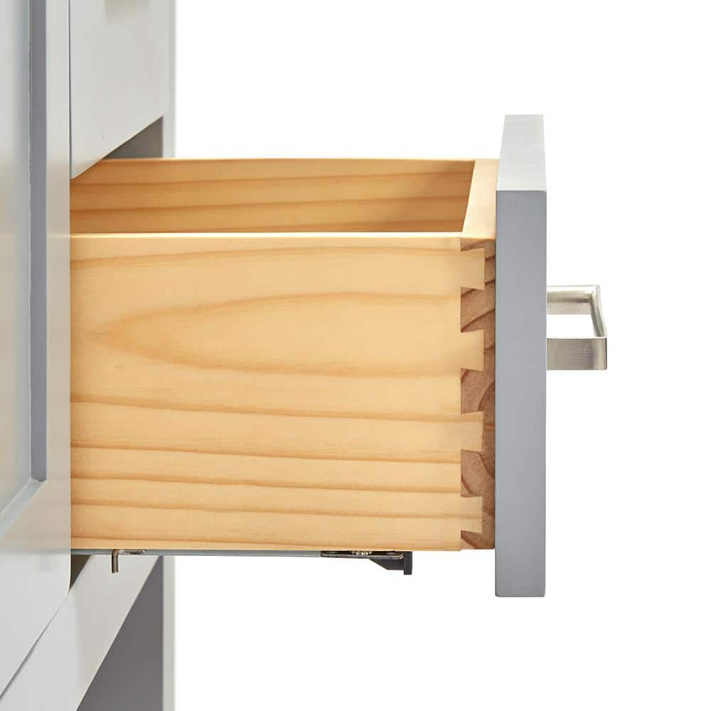 Gray Solid Wood 42'' Single Freestanding Bathroom Vanity Base
