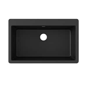 Quartz Classic  33in. Drop-in 1 Bowl  Black Granite/Quartz Composite Sink Only and No Accessories