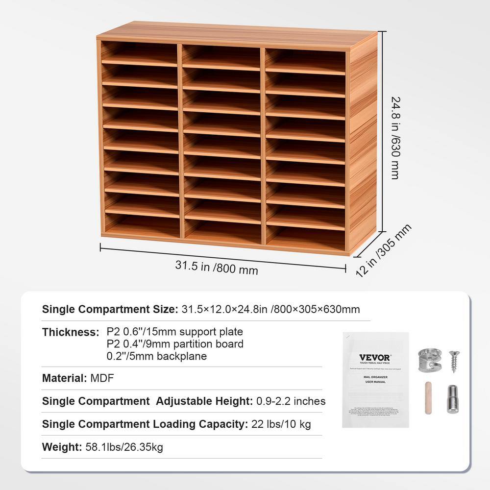 Medium Brown MDF 27-Compartment Literature Organizer