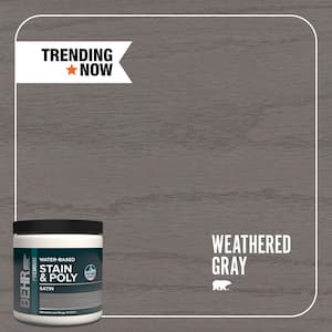 8 oz. TIS-086 Weathered Gray Satin Semi-Transparent Water-Based Interior Wood Stain and Poly in One