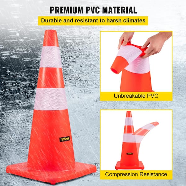 Safety Cones, 18 in/45 cm Height, 5 PCS PVC Orange Traffic Cone with  Reflective Collar