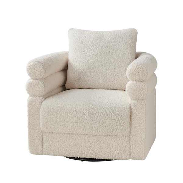 JAYDEN CREATION Regina Ivory Modern Swivel Chair with 1-Pillow