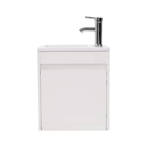 16.1 in. W x 9.8 in. D x 18.5 in. H Wall Mounted Bathroom Vanity Set in White with Resin Top and Sink