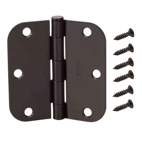 Everbilt 3-1/2 in. and 5/8 in. Radius Matte Black Smooth Action Hinge (3-Pack)