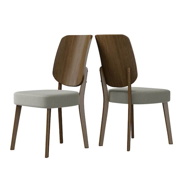 Handy Living McClard Dove Gray Linen Seat and Walnut Finished Back Armless Side Chair (Set of 2)