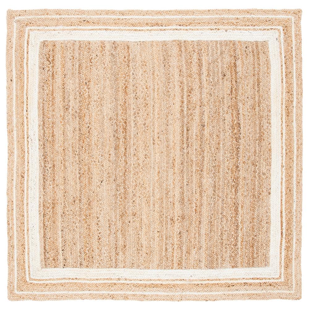 Natural Fiber Beige/Ivory 6 ft. x 6 ft. Border Woven Square Area Rug price history on PriceWatchPro