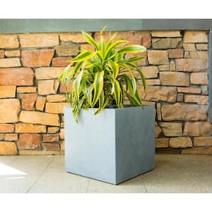 10 in. W Square Slate Gray Lightweight Concrete/Fiberglass Indoor Outdoor Modern Elegant Planter