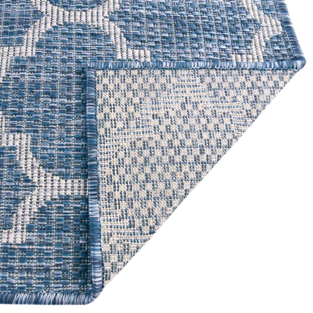 Unique Loom 6' 1 x 9' 0 Rectangle Indoor/Outdoor Trellis Navy Blue Area Rug