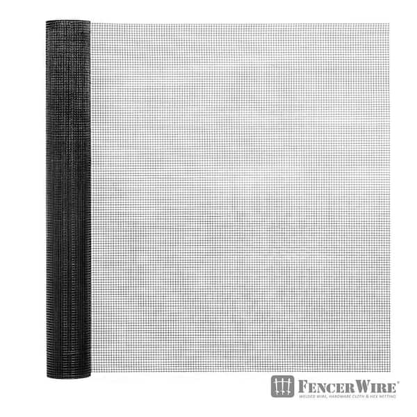 Fencer Wire 1/4 in. x 3 ft. x 100 ft. 23 Gauge Black Vinyl Coated Hardware Cloth, Multiple Use Welded Wire Fencing Roll
