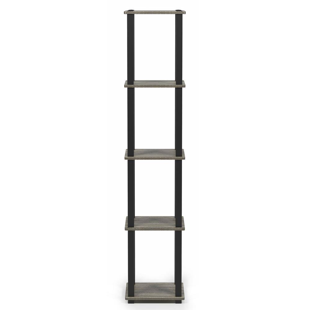 Black and Gray Adjustable 5-Tier Corner Wood Shelf