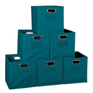 12 in. H x 12 in. W x 12 in. D Teal Fabric Cube Storage Bin 6-Pack
