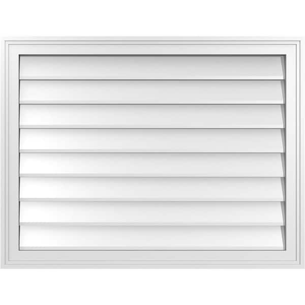 Ekena Millwork 34" x 26" Vertical Surface Mount PVC Gable Vent: Non-Functional with Brickmould Frame
