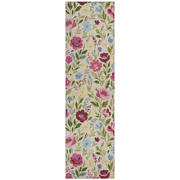 Chantille Machine Washable Indoor/Outdoor Abstract ACN2438 Linen 2 ft. x 7 ft. Runner Rug