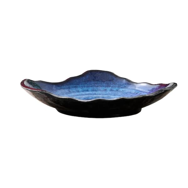 Unbranded 12'' Large Blue Decorative Bowl Ceramic Decorative Dish Versatile Centerpiece Decor