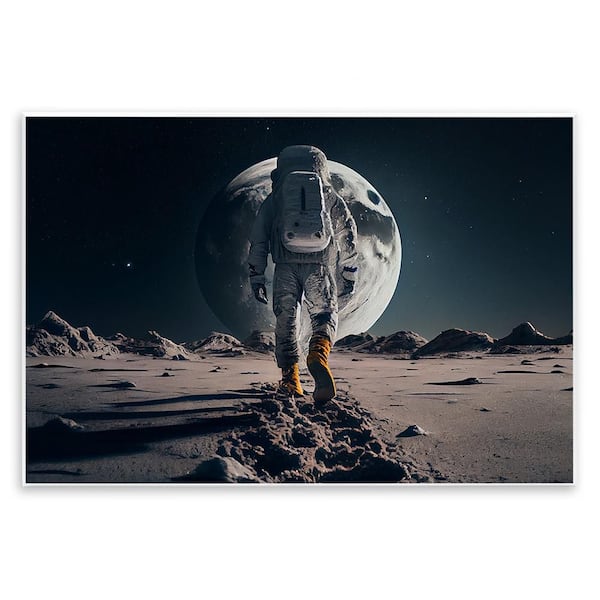 Man On Moon Outer Space Astronaut by CyberGeek Design 1 Piece Unframed Astronomy Graphic Art Print 13 in. x 19 in.