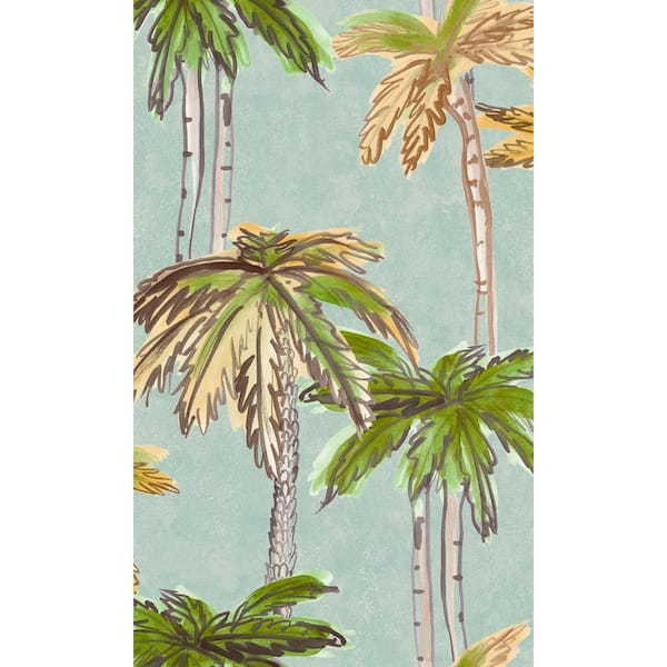 Walls Republic Blue Hand Painted Trees Print Non-Woven Paste the Wall Textured Wallpaper 57 sq. ft.