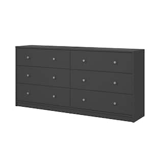 Portland 6-Drawer Double Dresser in Gray 26.89 in. H x 56.34 in. W x 12.46 in. D