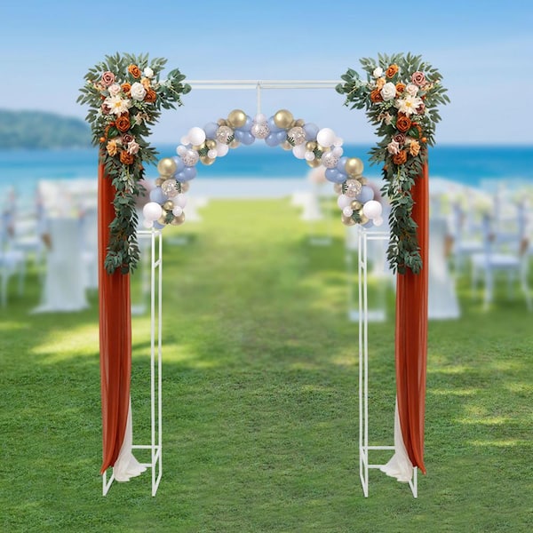 YIYIBYUS 94.5 in. x 70.9 in. White Metal Wedding Arch Backdrop Stand Background Decoration Garden Arbor Frame YLJHKT5BWDZJ8