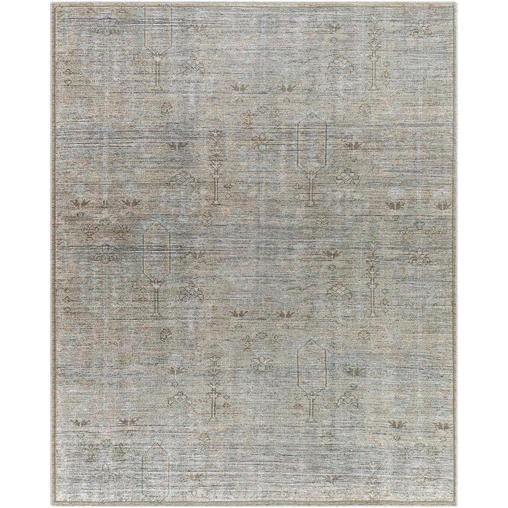 Livabliss Darling Taupe/Ice Blue Traditional Machine-Washable 8 ft. x ...