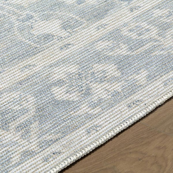 Nabela Noor Home Asha Sky Blue/Off-White Traditional Area Rug, 5 ft. 3 in. x 7 ft.