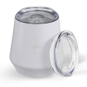 12 oz. White Stainless Steel Vacuum Insulated Stemless Wine Tumbler with Lid