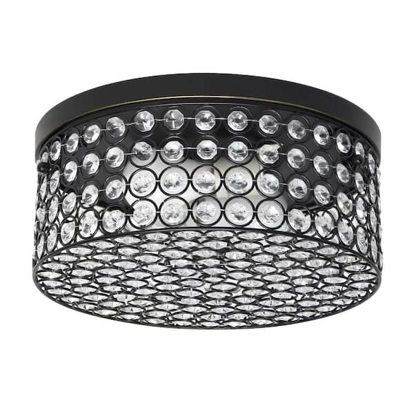 Elegant Designs 12 in. 2-Light Restoration Bronze Round Ceiling Flush Mount