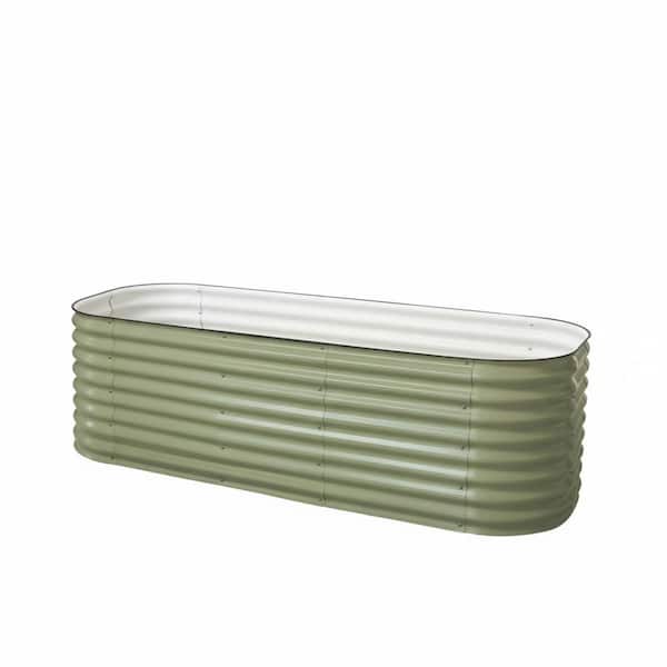Olive Green Metal Oval Modular 10-in-1 Raised Planter Garden Bed Kits (96 in. L x 48 in. W x 26 in. H)