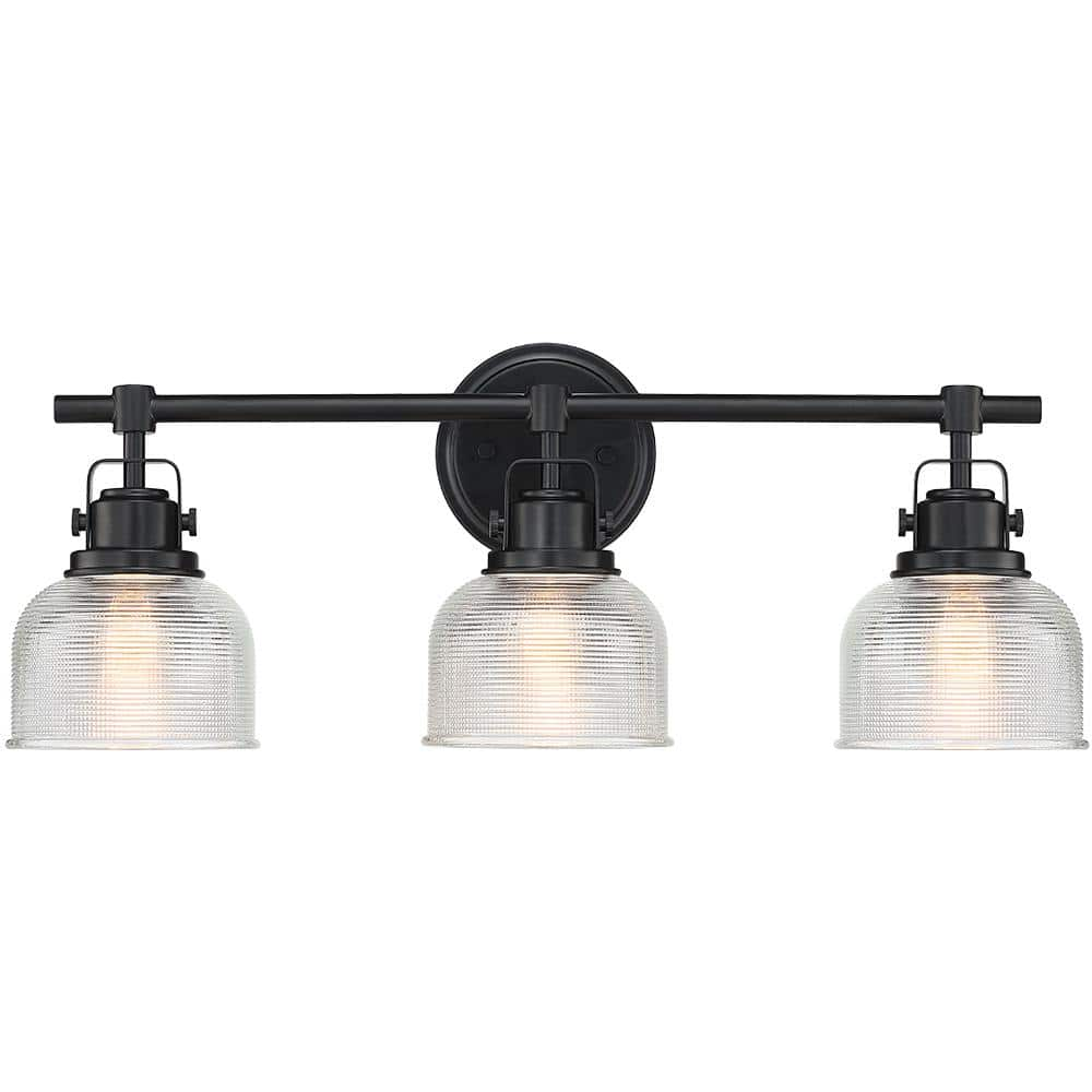 TRUE FINE 24 in. 3-Light Black Bathroom Vanity Light with Clear