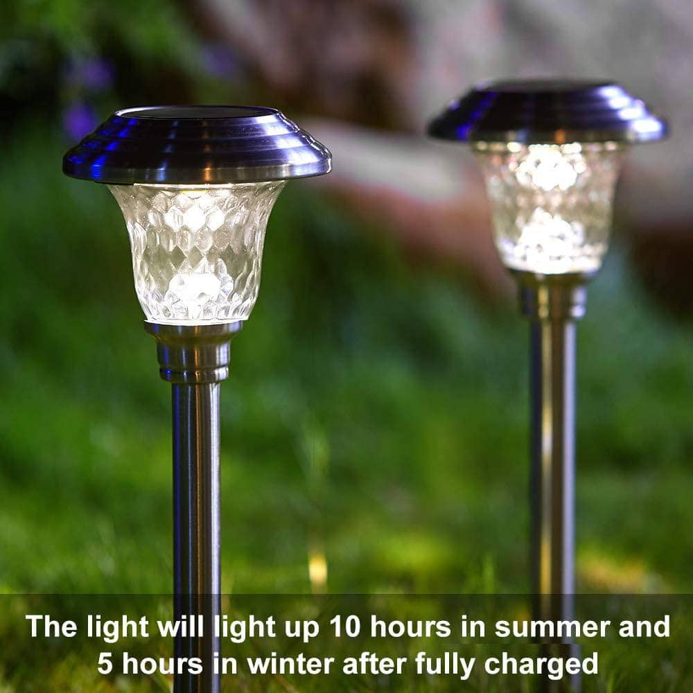 8-Pack Solar LED Pathway Lights with Glass Shade