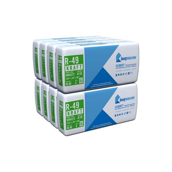 Knauf Insulation R 49 Ecobatt Kraft Faced Fiberglass Insulation Batt 24 In X 48 In 8 Bags 690991 The Home Depot