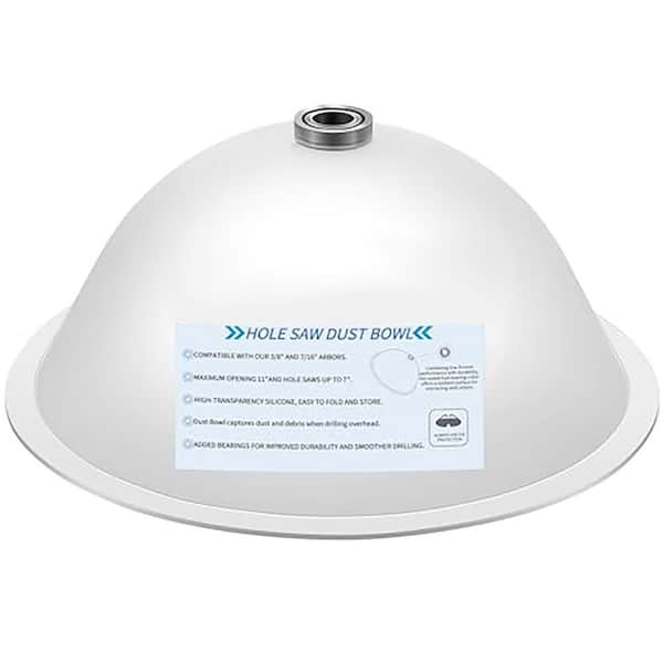 Collapsible Silicone Dust Collector Bowl with Bearings for Recessed Lights and Hole Saws, Transparent Drill Accessory