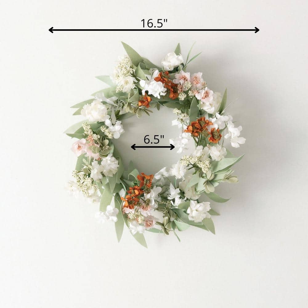 16.5" White and Green Artificial Eucalyptus Floral Wreath