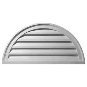 40 in. x 20 in. Half Round Primed Polyurethane Paintable Gable Louver Vent Functional