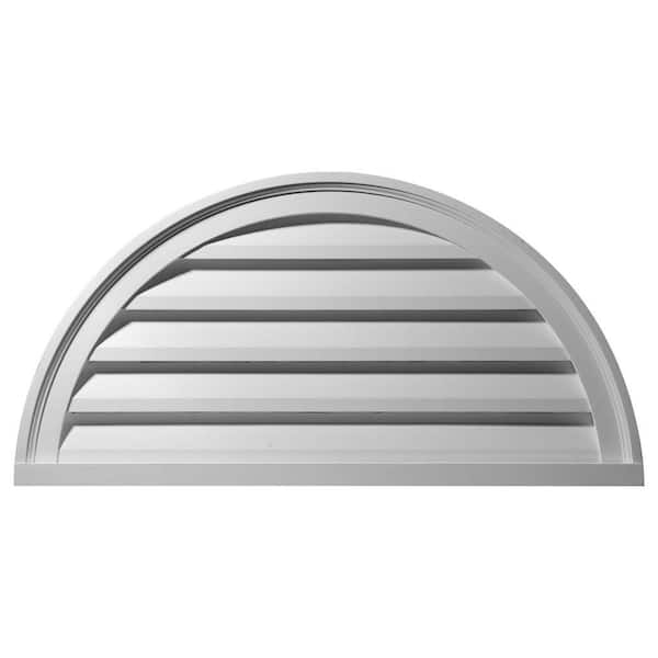 Ekena Millwork 40 in. x 20 in. Half Round Primed Polyurethane Paintable Gable Louver Vent Functional