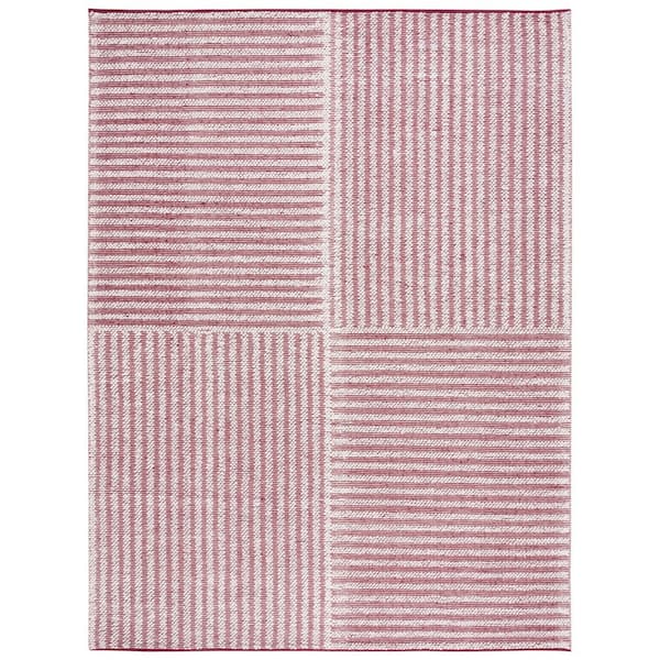 Natura 8 ft. x 10 ft. Ivory/Red Striped Abstract Area Rug