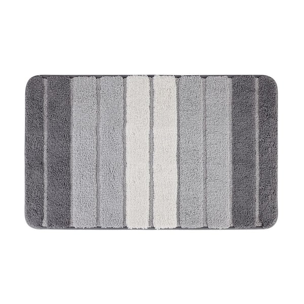 19.69 in. x 31.5 in. Flocked Bath Rug Mat, Non Slip, Soft and Highly Absorbent Floor Mats for Bathroom, Gray