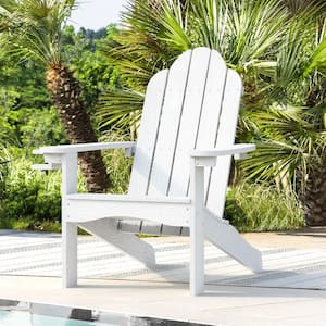 Phillida White Recycled Poly HIPS Plastic Weather Resistant Reclining Outdoor Adirondack Chair Patio Fire Pit Chair 1Pcs