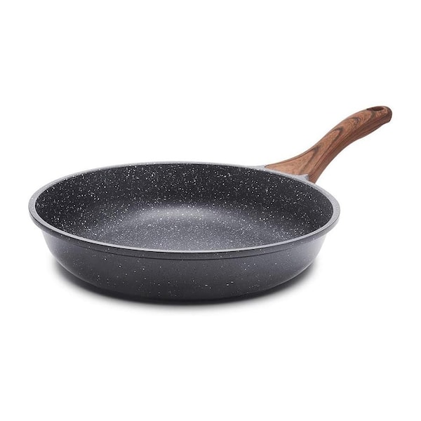 9.5 Inch Cast Aluminum Nonstick Saute Pan Swiss Granite Coating PFOA Free Healthy Stone Cookware Pan Stainless Steel