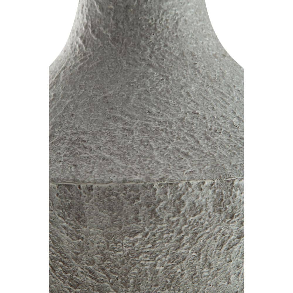Distressed Cream Metal Floor Vase with Espresso Brown Stand