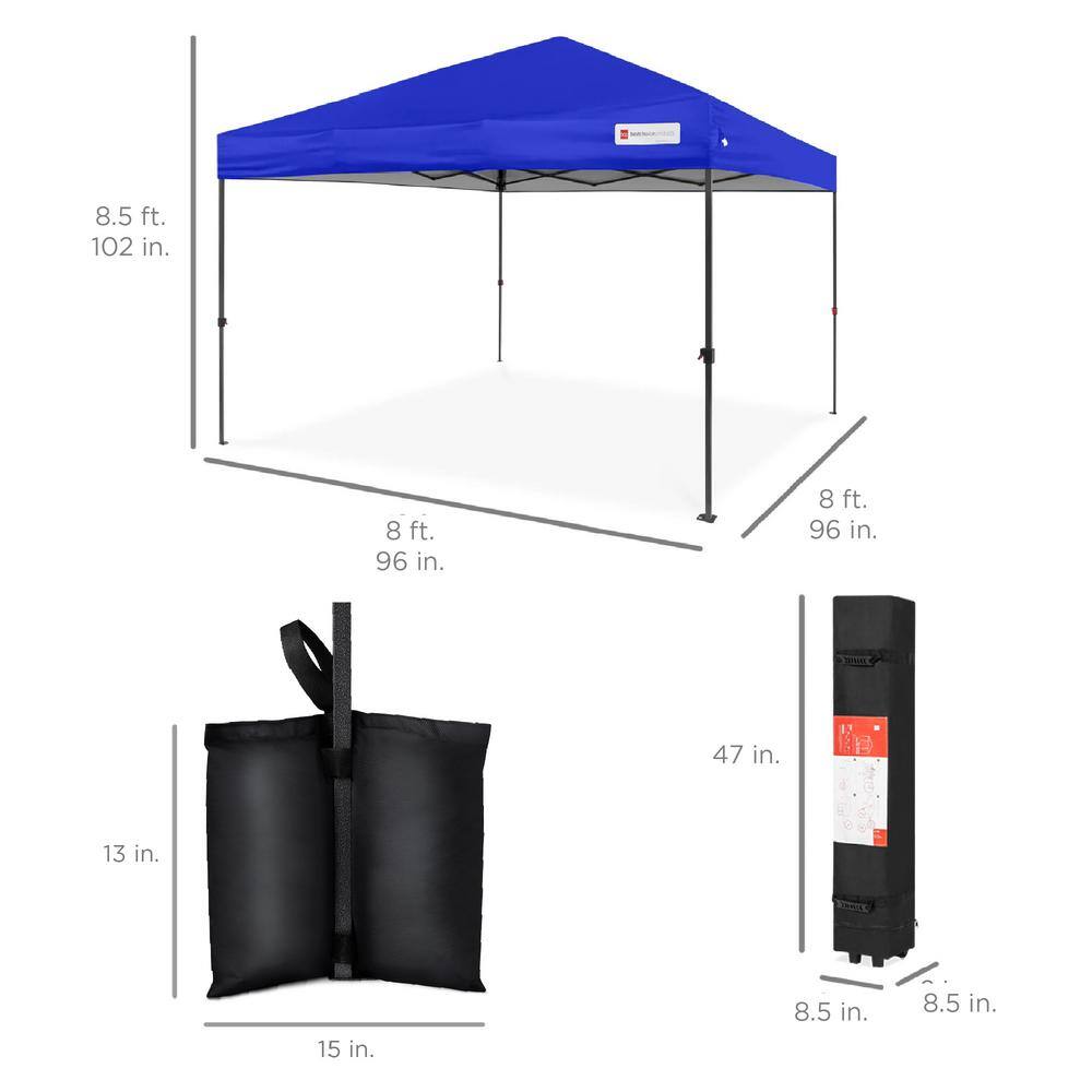 Resort Blue 8x8ft Adjustable Pop-Up Canopy with Wheeled Case