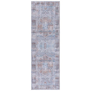 Tucson Beige/Rust 3 ft. x 8 ft. Machine Washable Medallion Floral Border Distressed Runner Rug