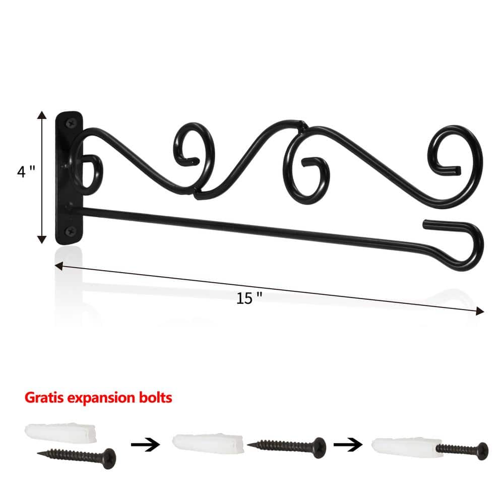 Black Wrought Iron Horizontal Garden Flag Wall Hanger