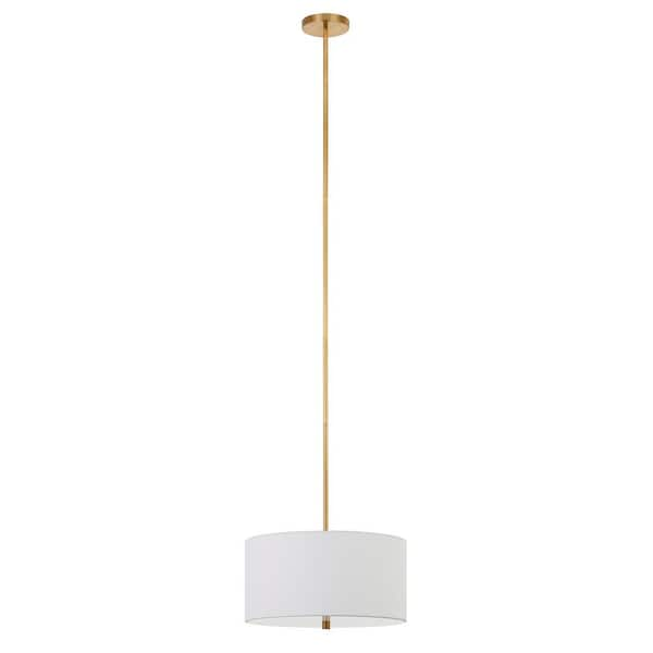 Meyer&Cross Ellis 1-Light Brass Pendant with Fabric Shade